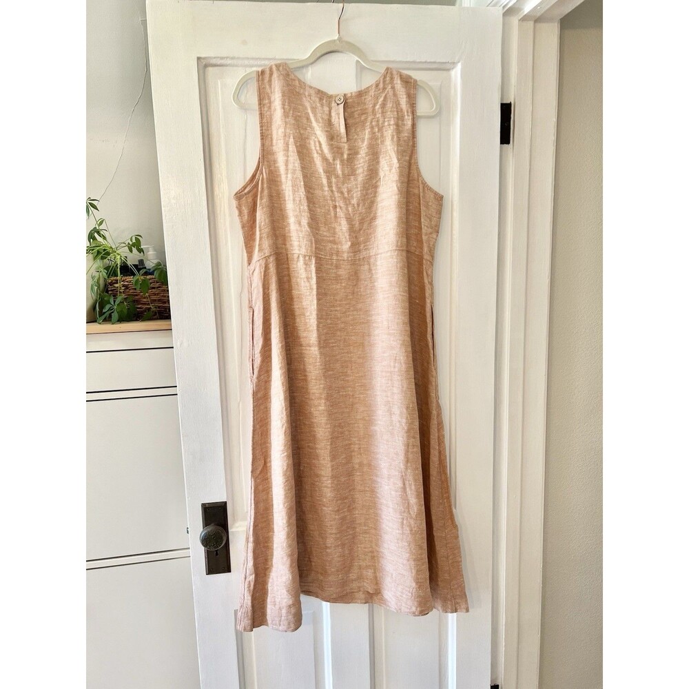Pure J. Jill 100% Linen Sleeveless Midi Dress Terracotta Minimalist Petite Large - Picture 3 of 15